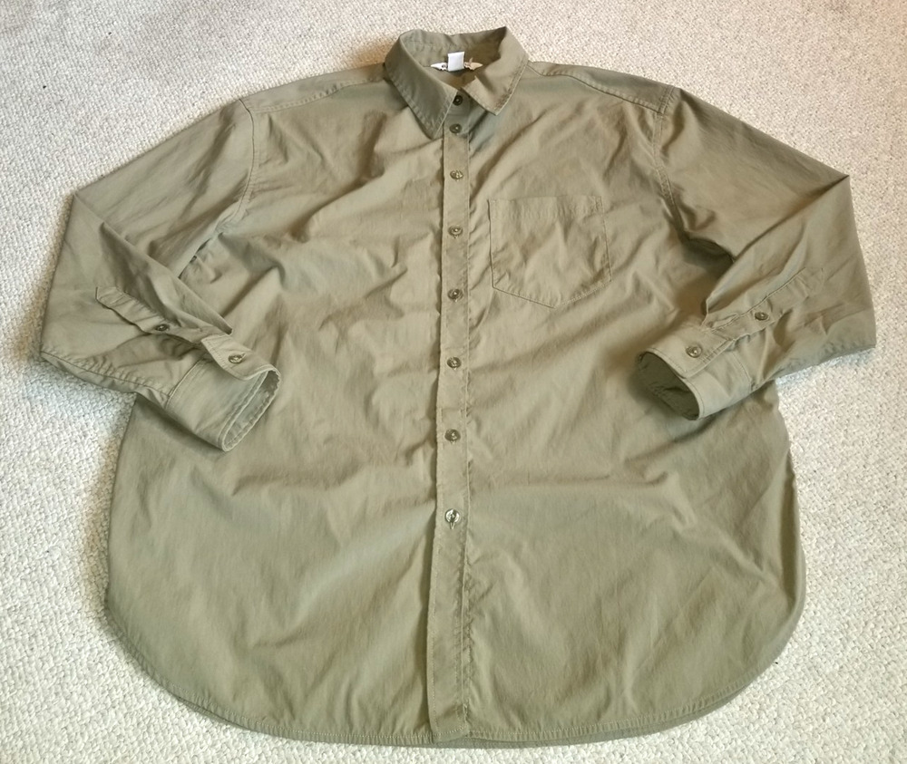Womens Top-ATHLETA-sage green 'Midday Relaxed Poplin' athleisure oversized ls-M